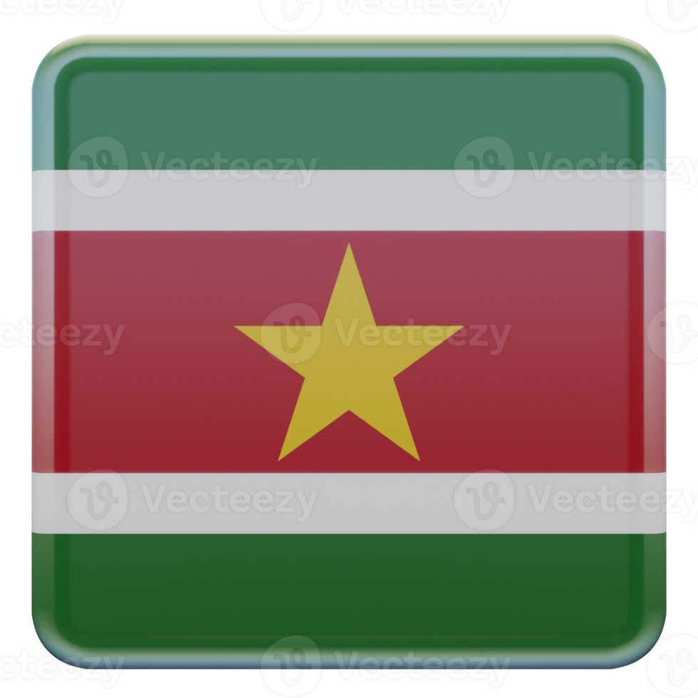 Suriname 3d bandeira quadrada brilhante texturizada png