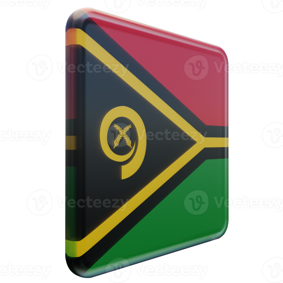 Vanuatu Left View 3d textured glossy square flag png