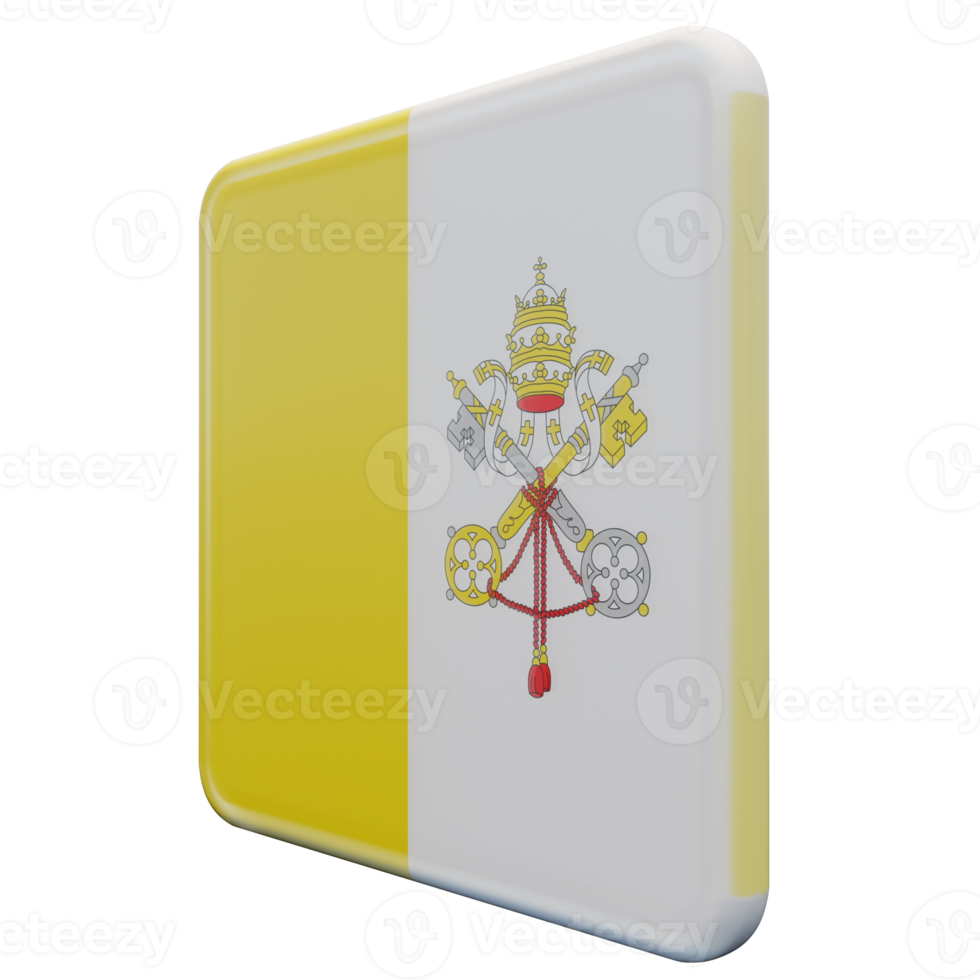 Vatican City Right View 3d textured glossy square flag png