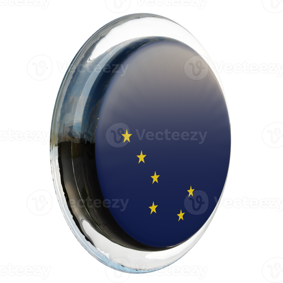 Alaska Left View 3d textured glossy circle flag png