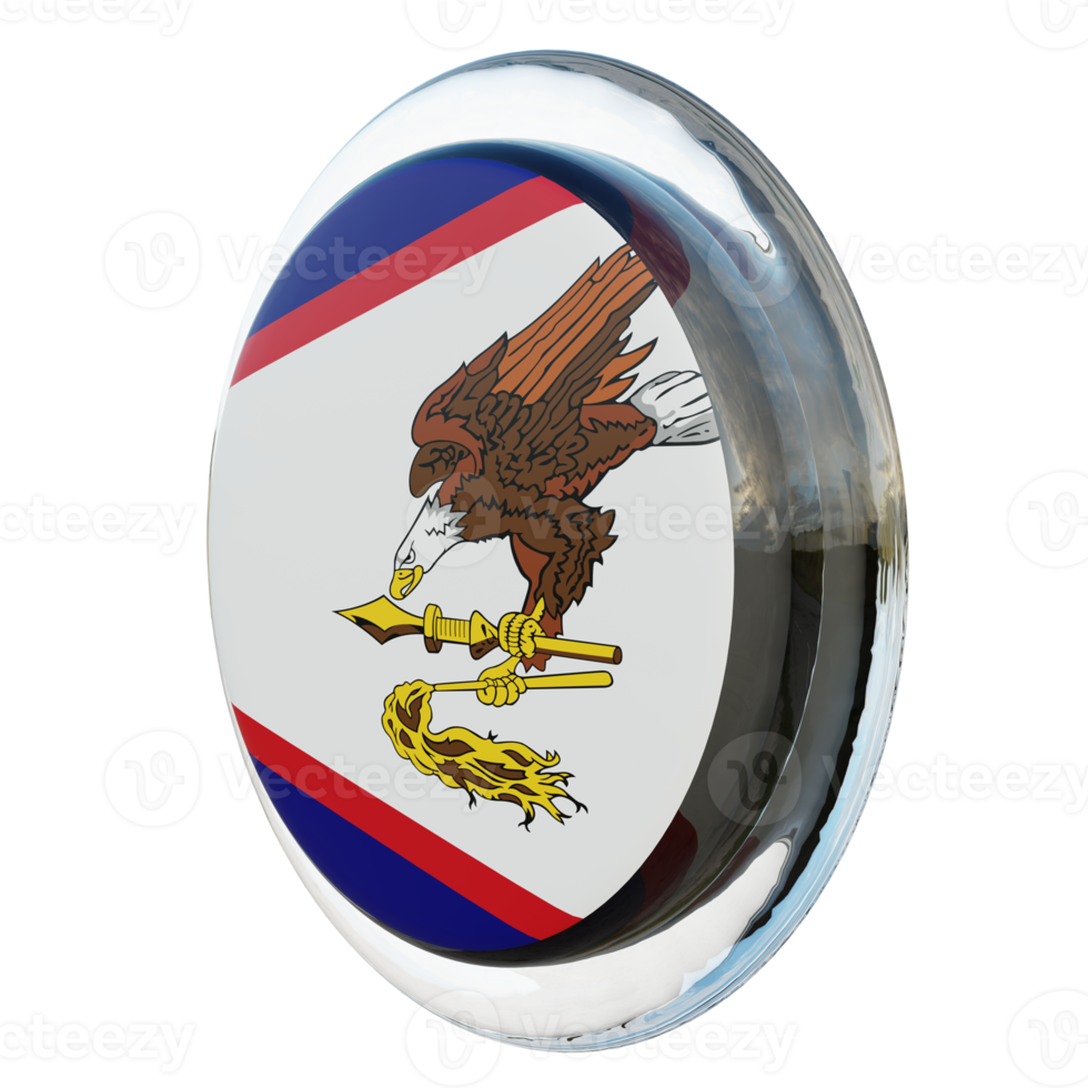 American Samoa Right View 3d textured glossy circle flag png