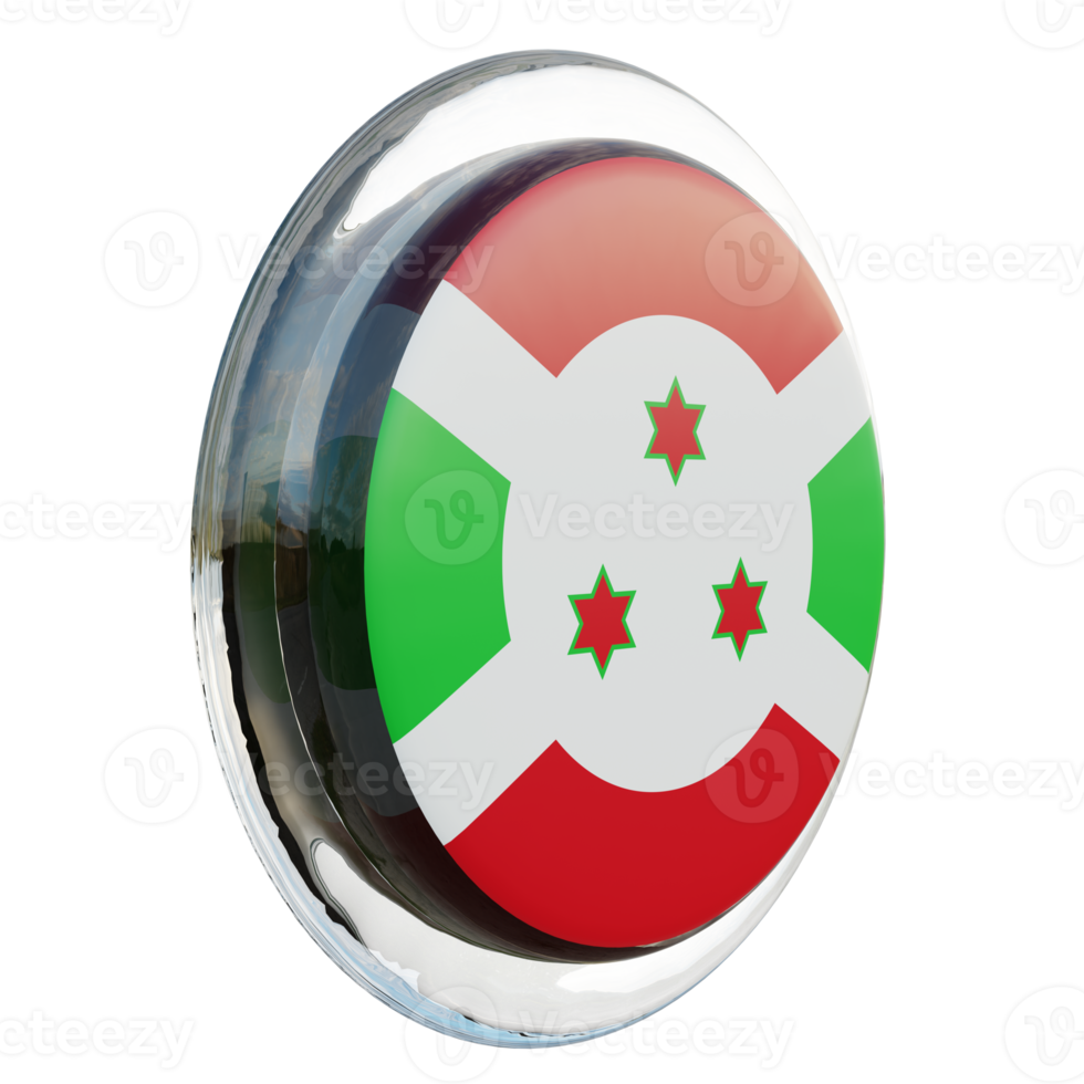 Burundi Left View 3d textured glossy circle flag png