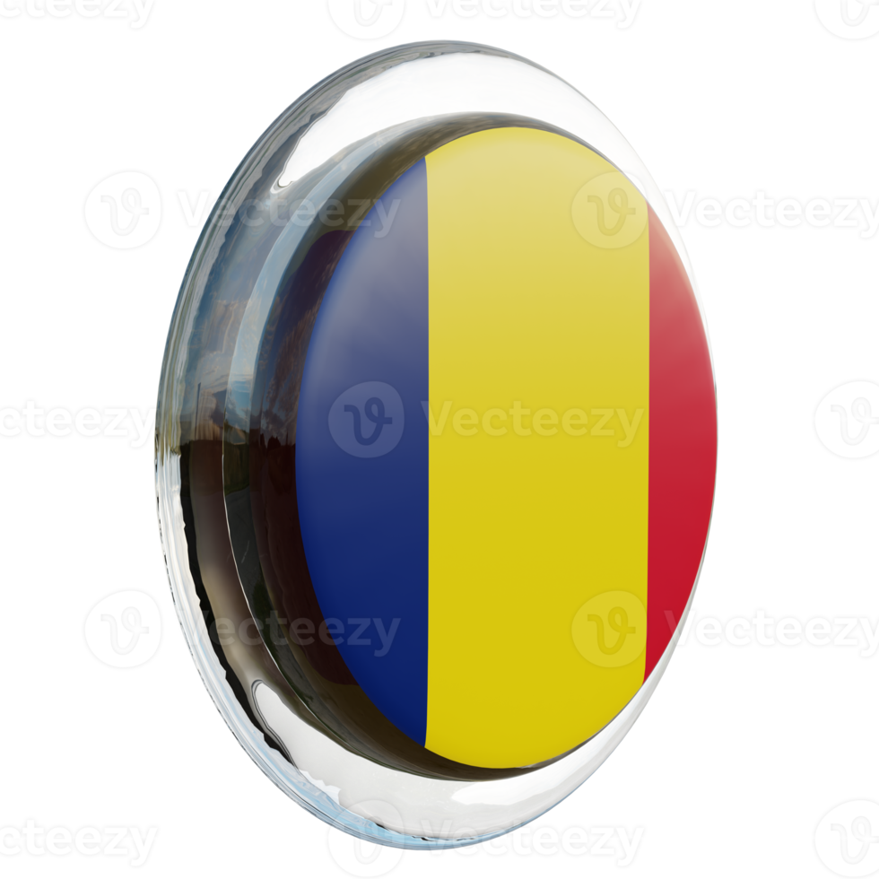Chad Left View 3d textured glossy circle flag png