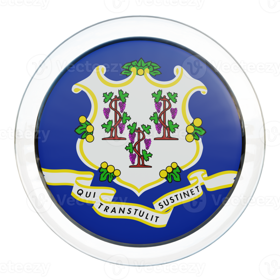 Connecticut 3d textured glossy circle flag png