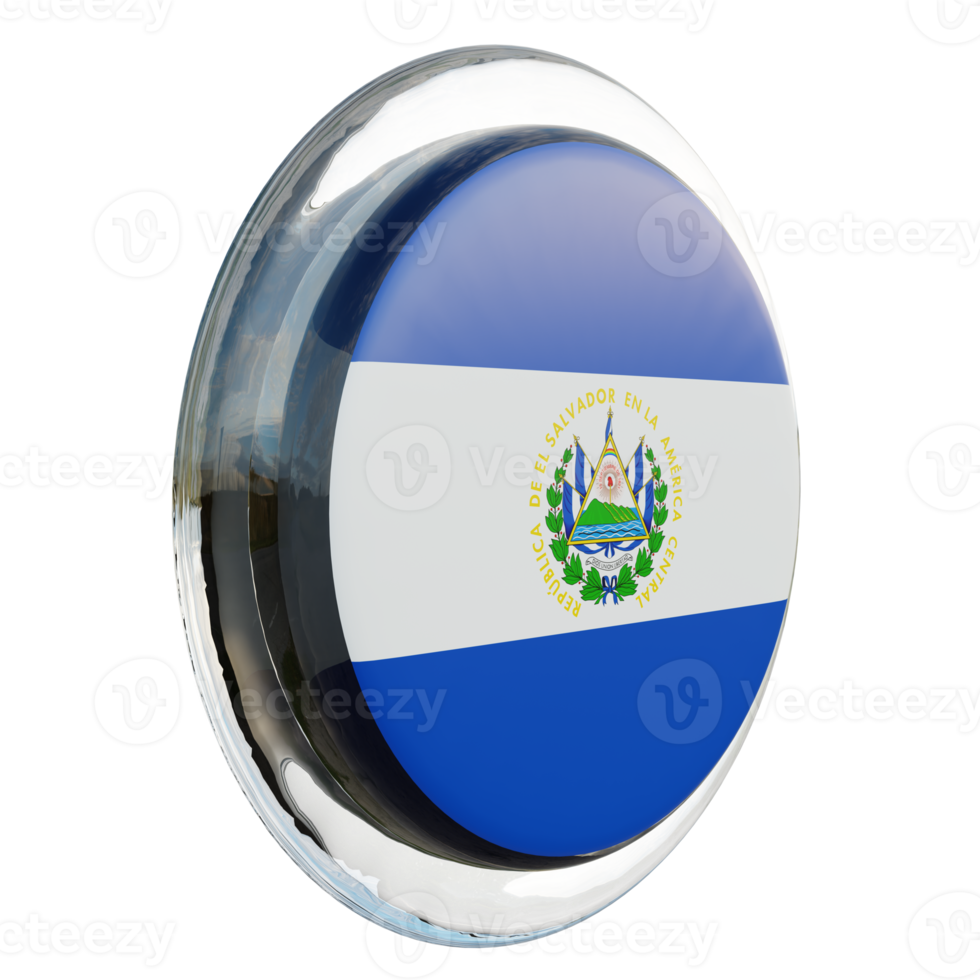 El Salvador Left View 3d textured glossy circle flag png