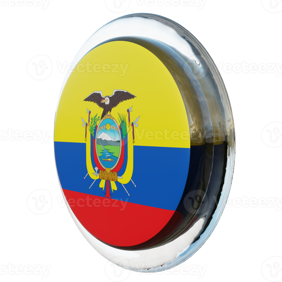 Ecuador Right View 3d textured glossy circle flag png