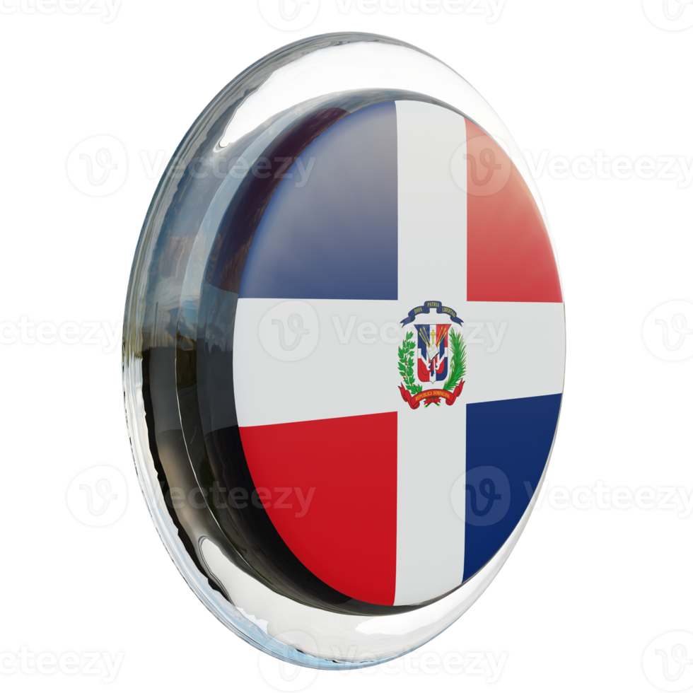 Dominican Republic Left View 3d textured glossy circle flag png