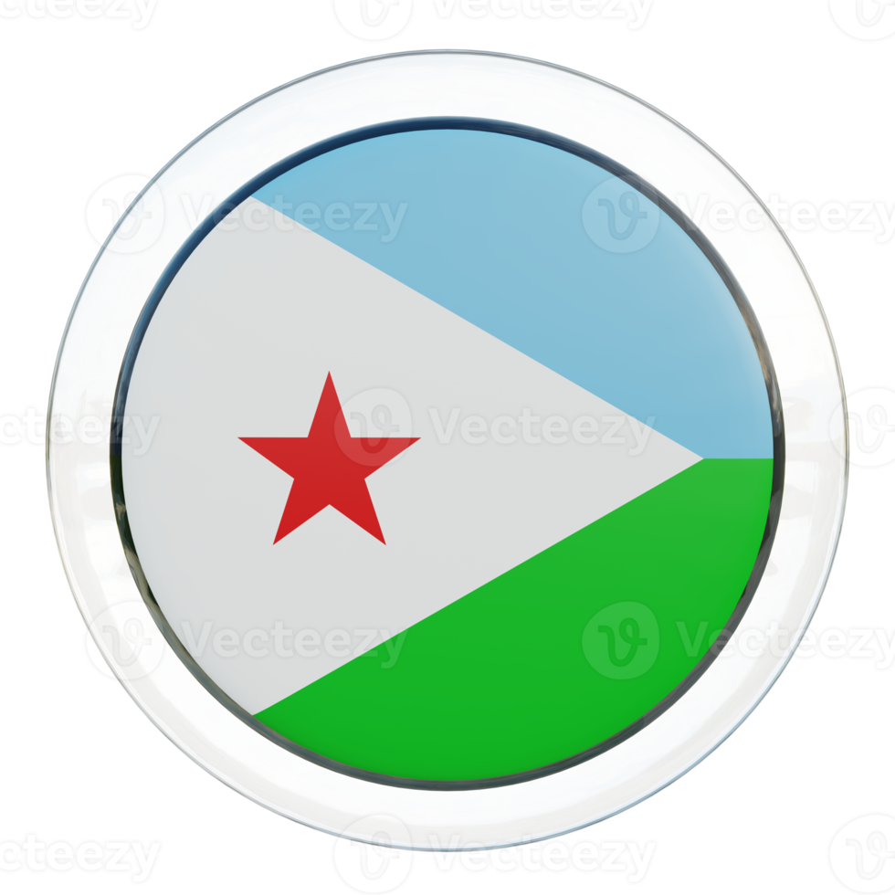 Djibouti 3d textured glossy circle flag png