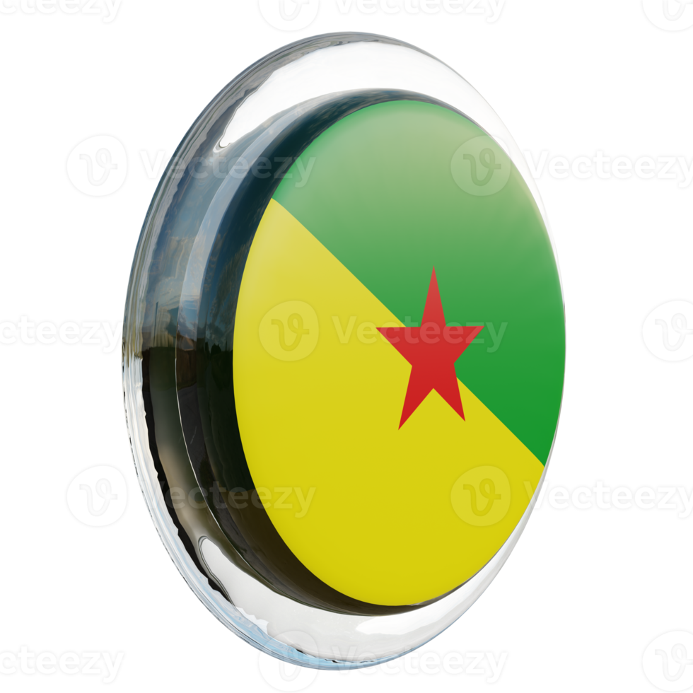 French Guiana Left View 3d textured glossy circle flag png