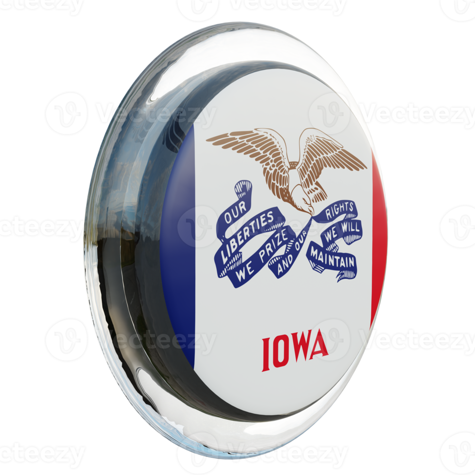 iowa vue gauche drapeau de cercle brillant texturé 3d png