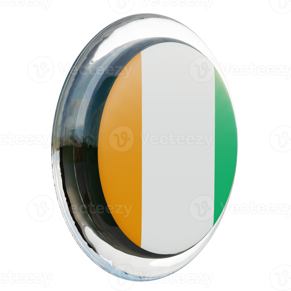 Ivory Coast Left View 3d textured glossy circle flag png