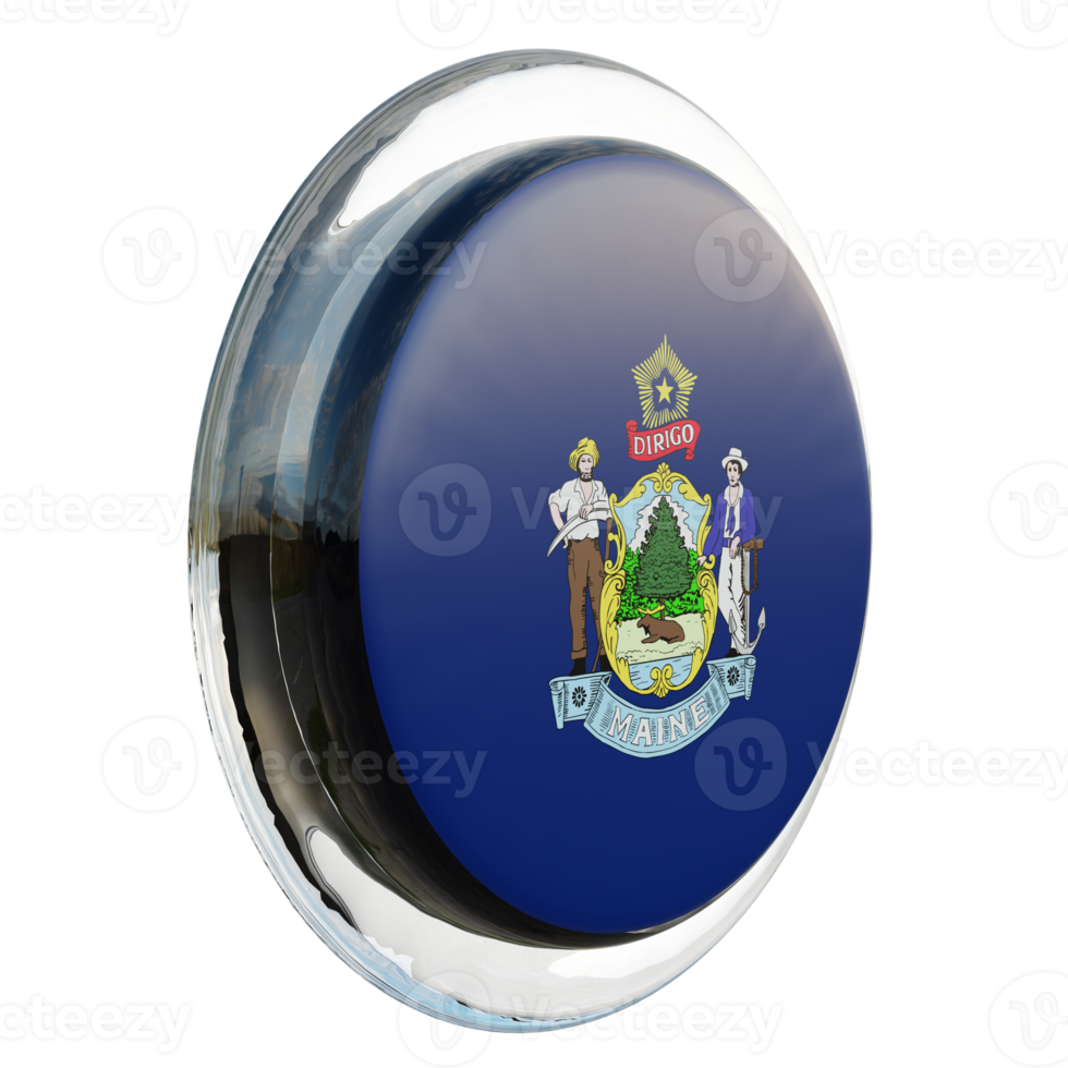 Maine Left View 3d textured glossy circle flag png