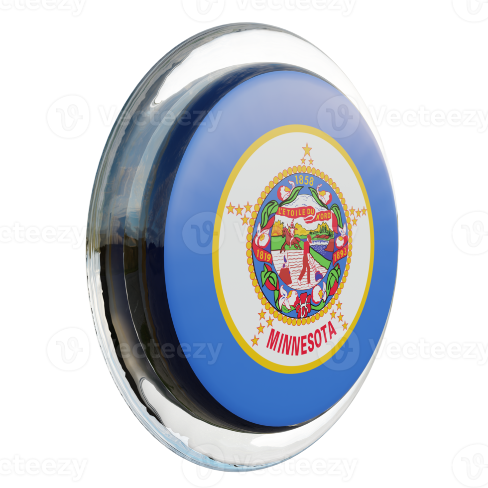 Minnesota Left View 3d textured glossy circle flag png