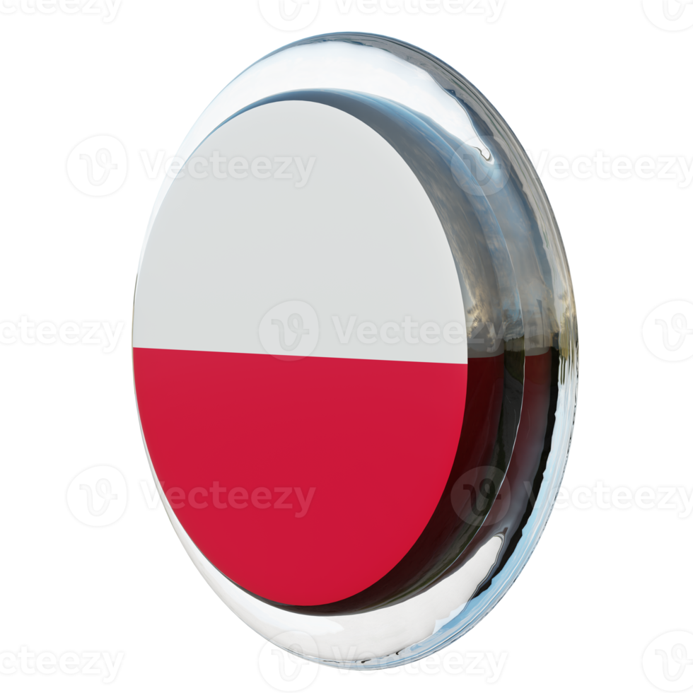 Poland Right View 3d textured glossy circle flag png