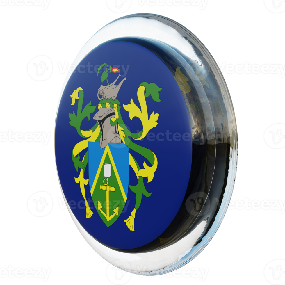 Pitcairn Islands Right View 3d textured glossy circle flag png