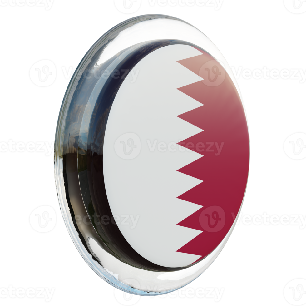 Qatar Left View 3d textured glossy circle flag png