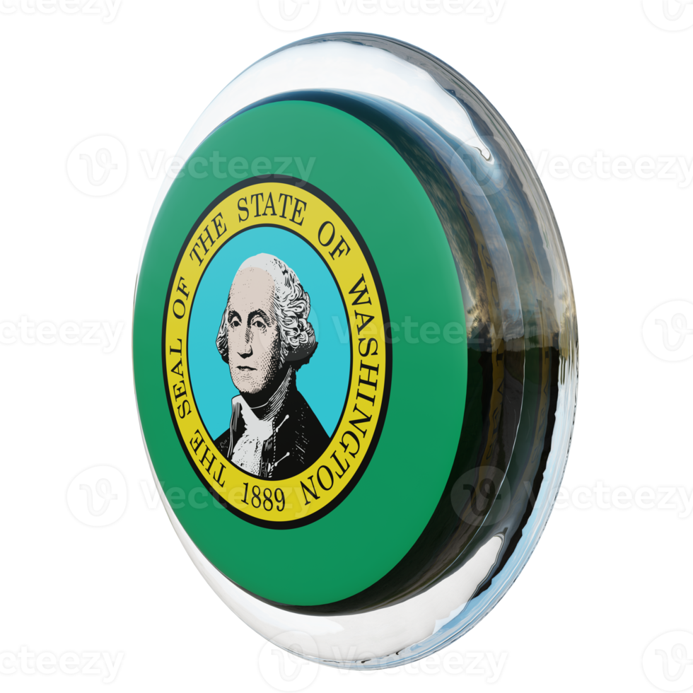 Washington Right View 3d textured glossy circle flag png