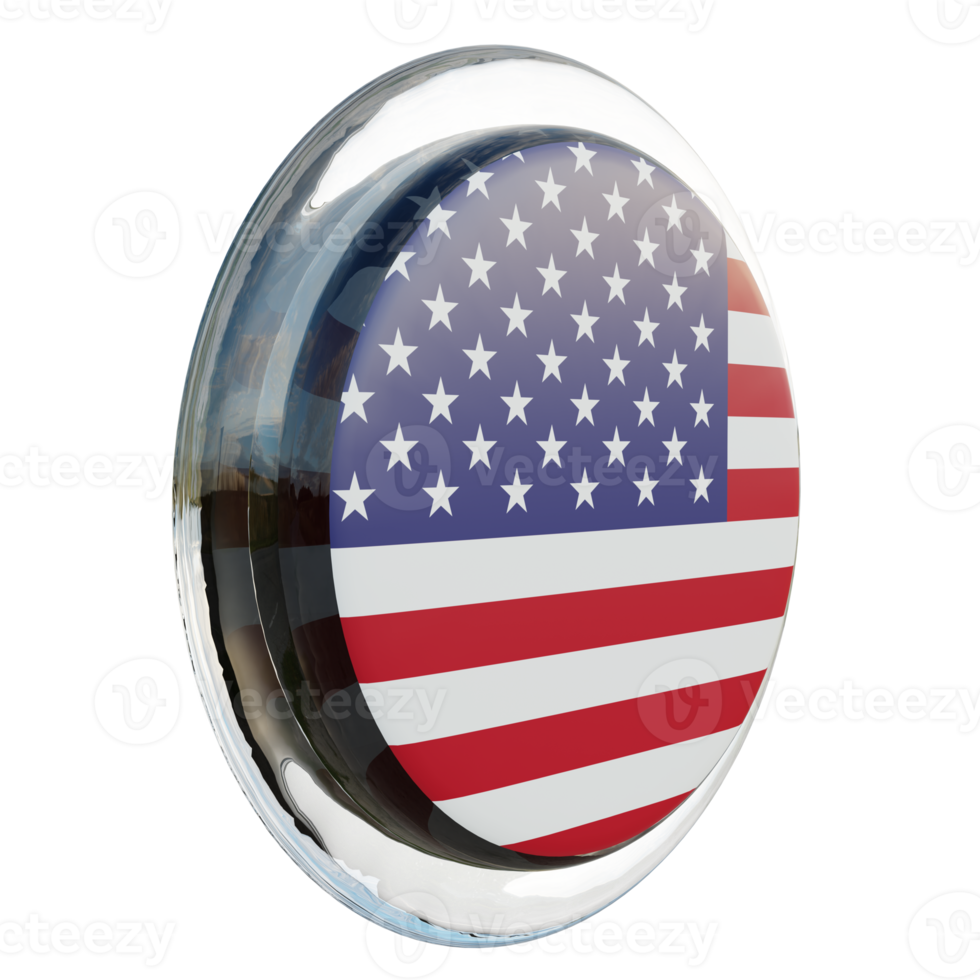 United States Left View 3d textured glossy circle flag png