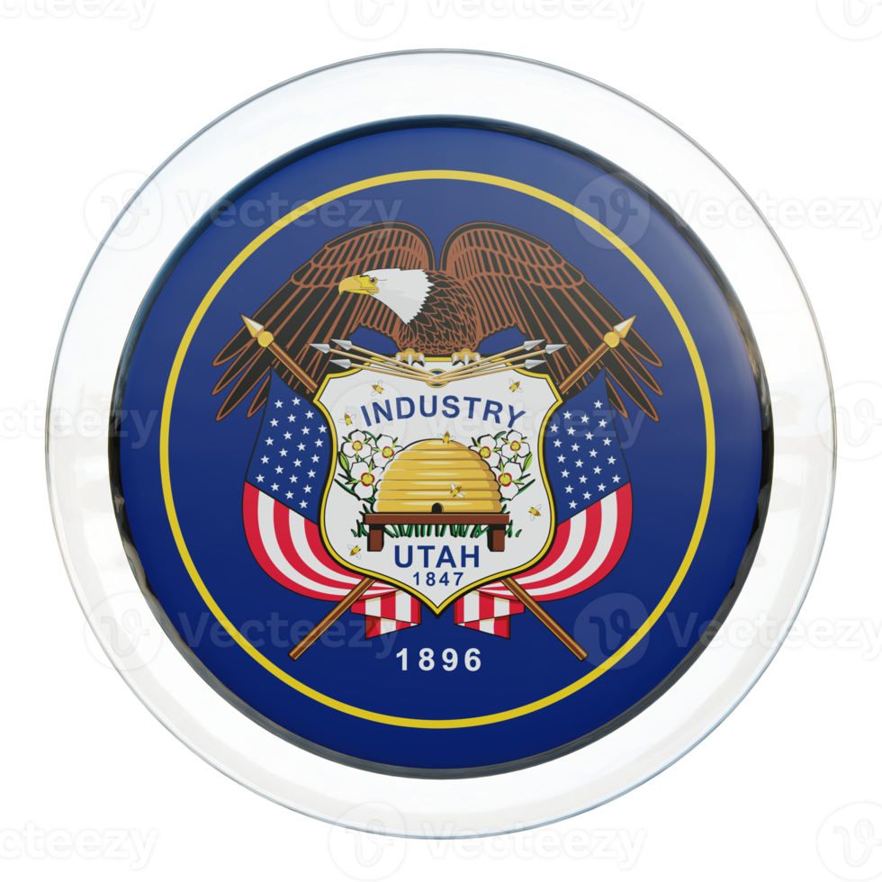 Utah 3d textured glossy circle flag png