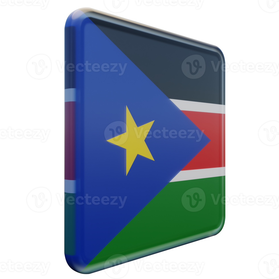 South Sudan Left View 3d textured glossy square flag png