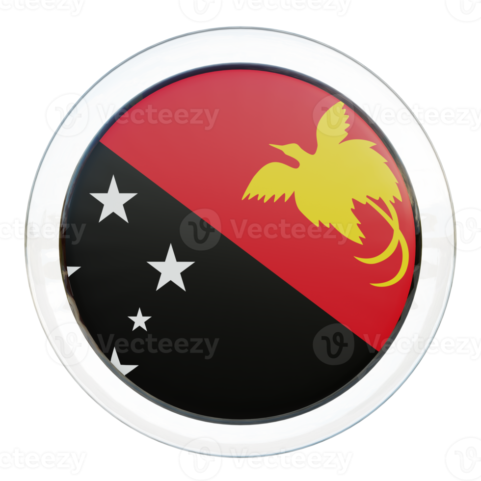 papua ny guinea 3d texturerad glansig cirkel flagga png