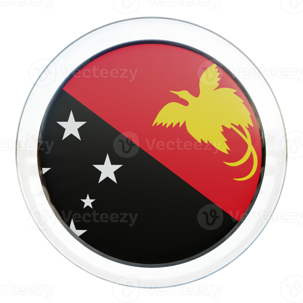 papua nova guiné bandeira de círculo brilhante texturizado 3d png