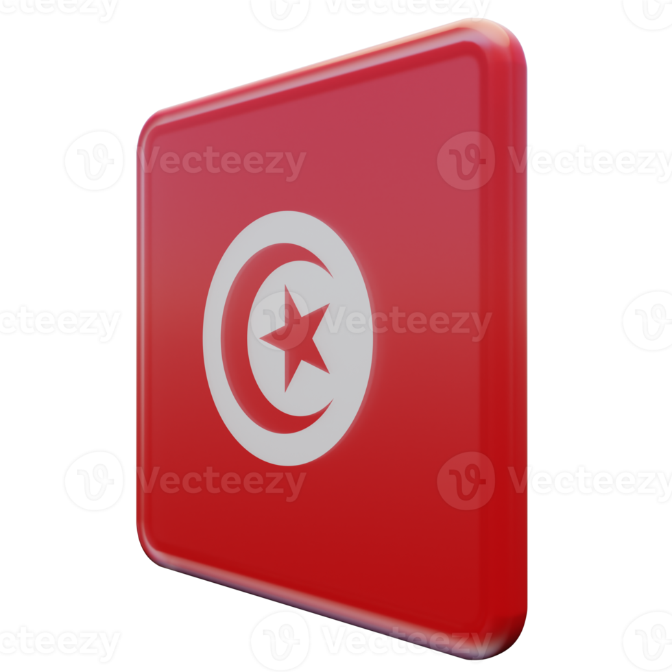 Tunisia Right View 3d textured glossy square flag png