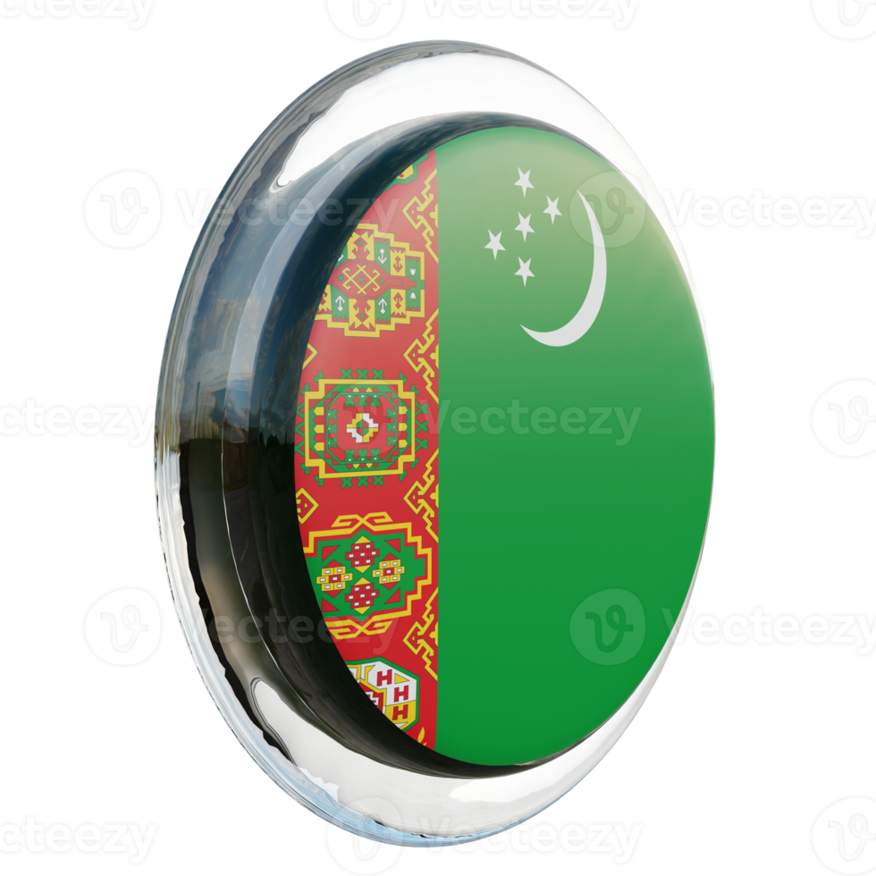 Turkmenistan Left View 3d textured glossy circle flag png