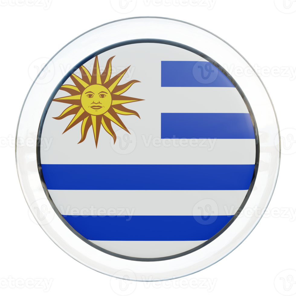 bandera de círculo brillante con textura 3d de uruguay png