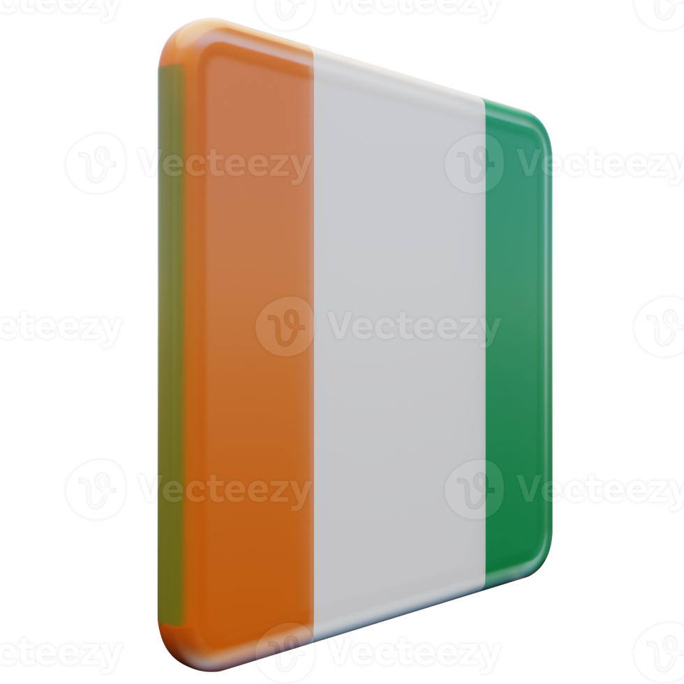 Ivory Coast Left View 3d textured glossy square flag png