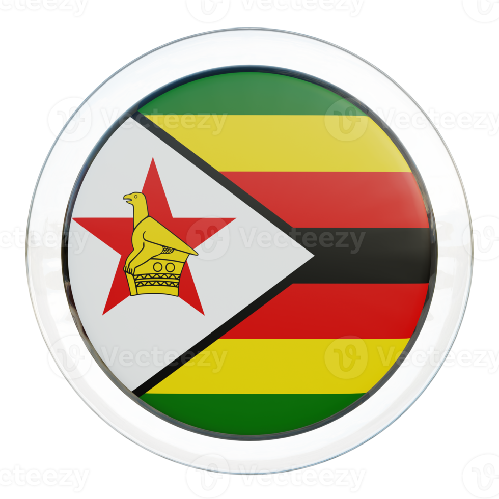 Zimbabwe 3d textured glossy circle flag png