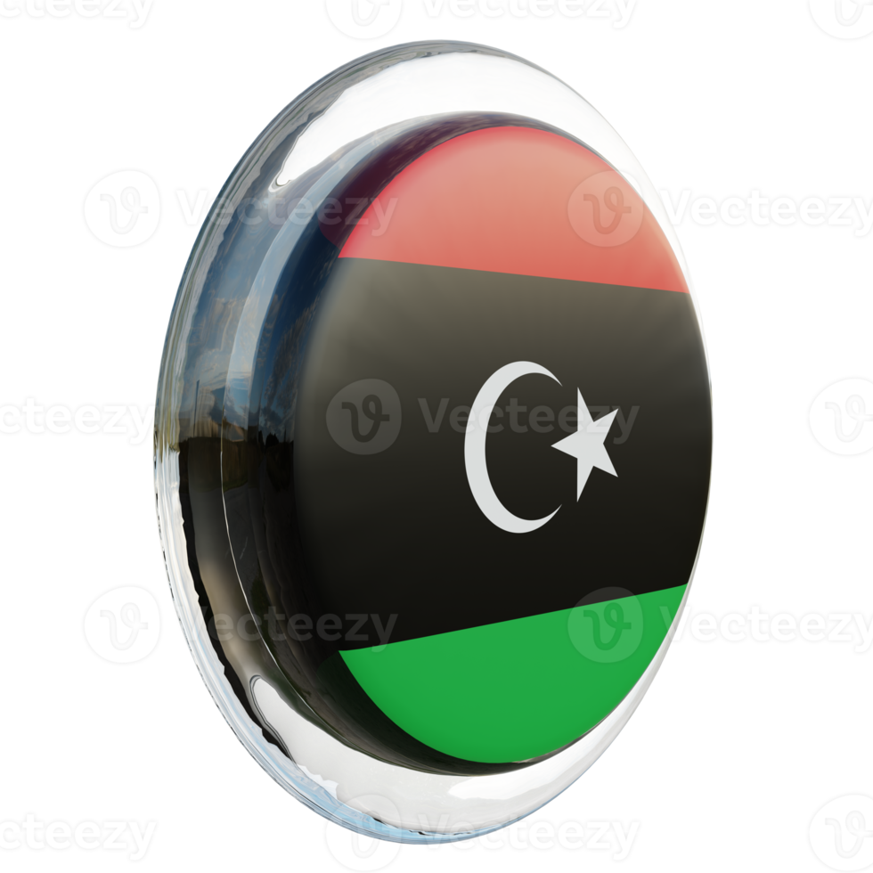 libyen vänster se 3d texturerad glansig cirkel flagga png