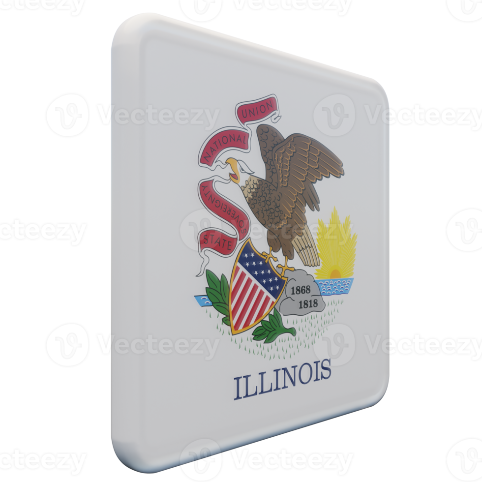 Illinois Left View 3d textured glossy square flag png