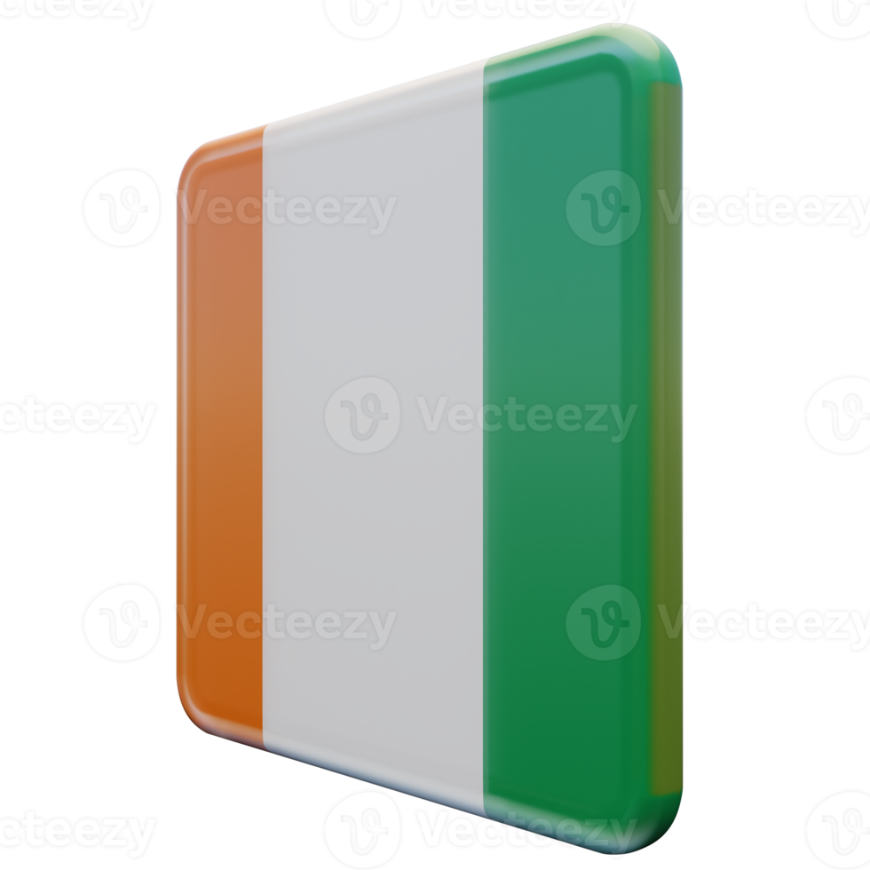 Ivory Coast Right View 3d textured glossy square flag png