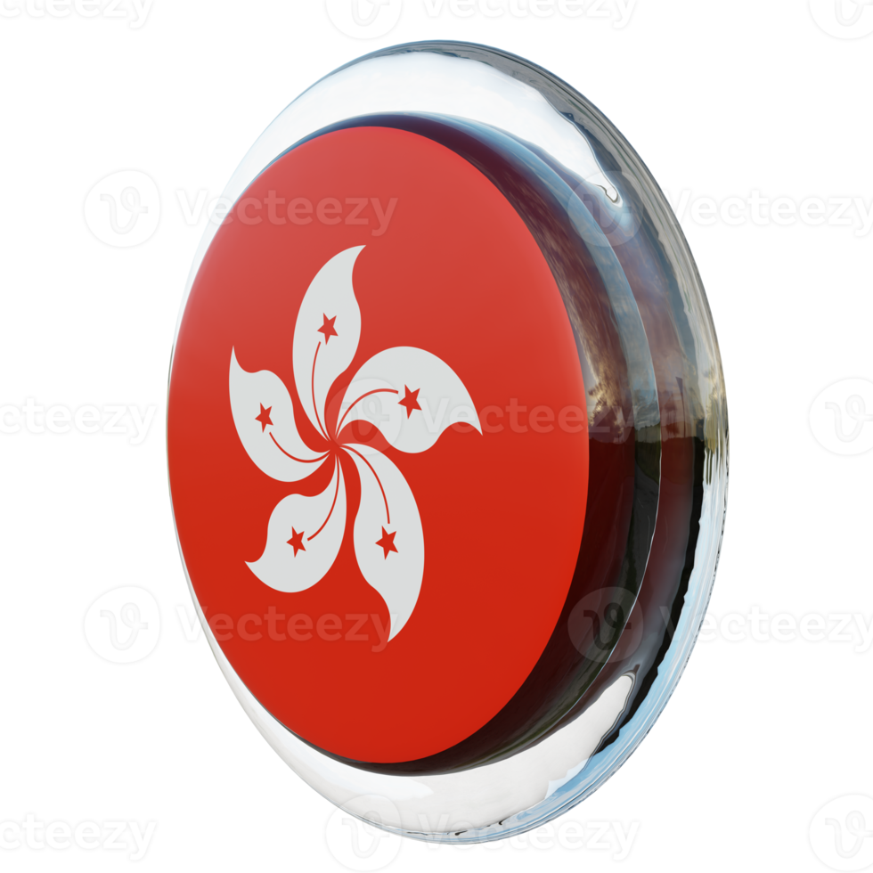 Hong Kong Right View 3d textured glossy circle flag png