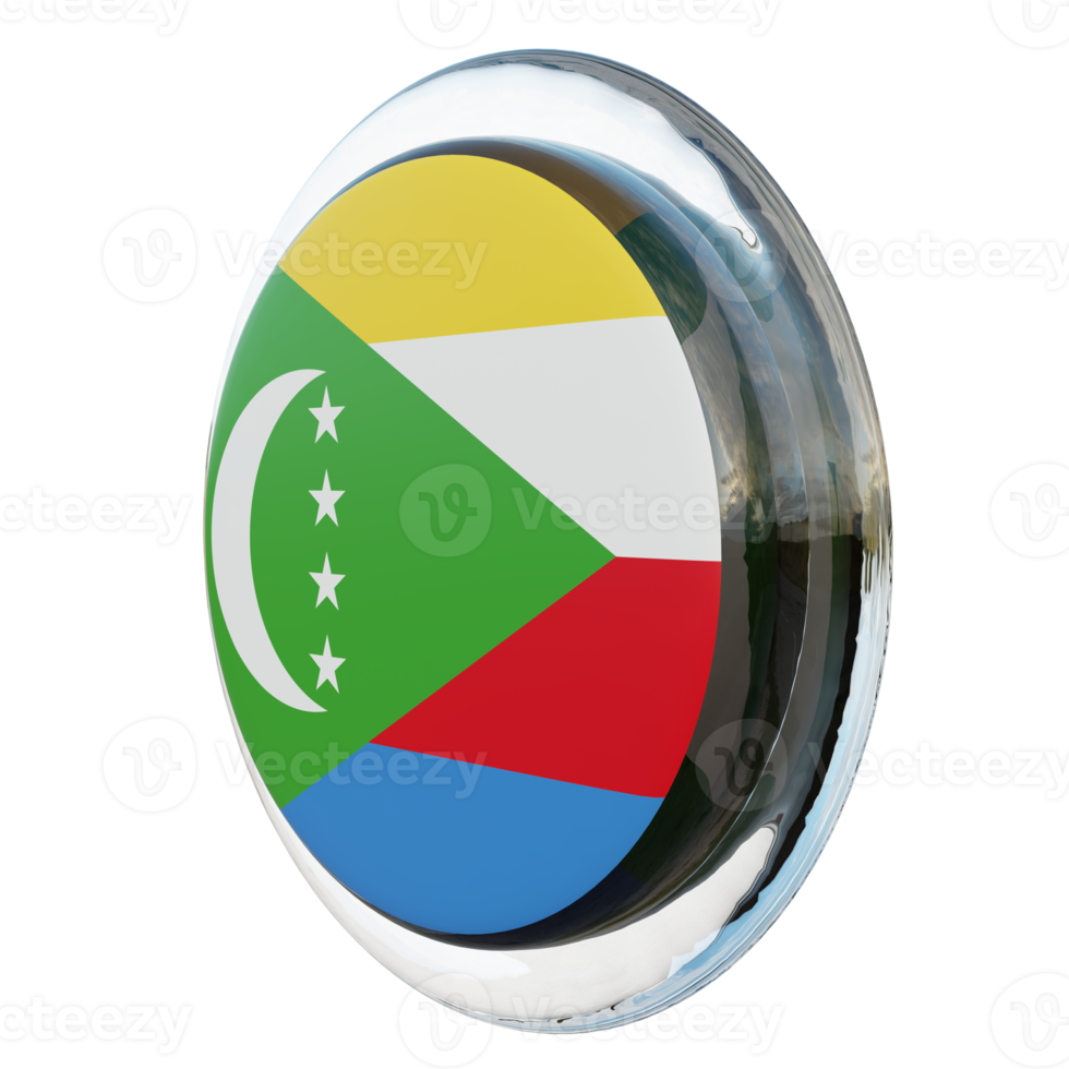 Comoros Right View 3d textured glossy circle flag png