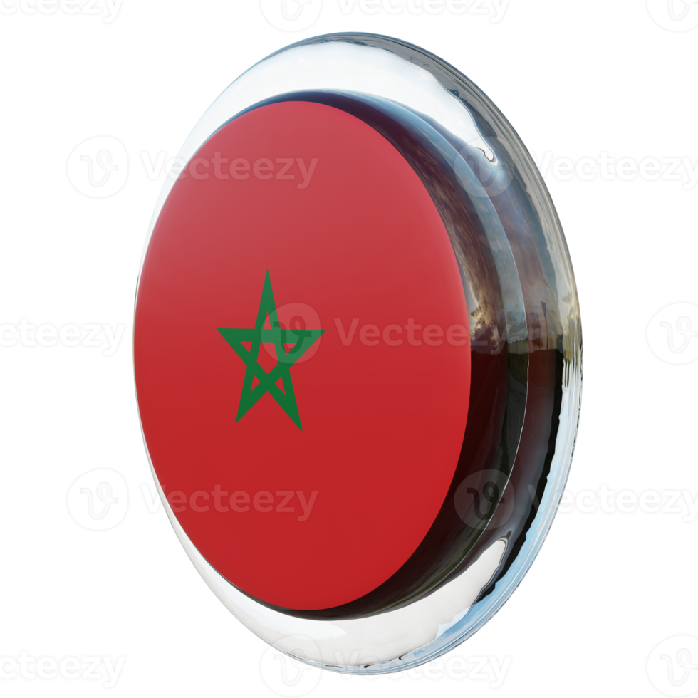 Morocco Right View 3d textured glossy circle flag png