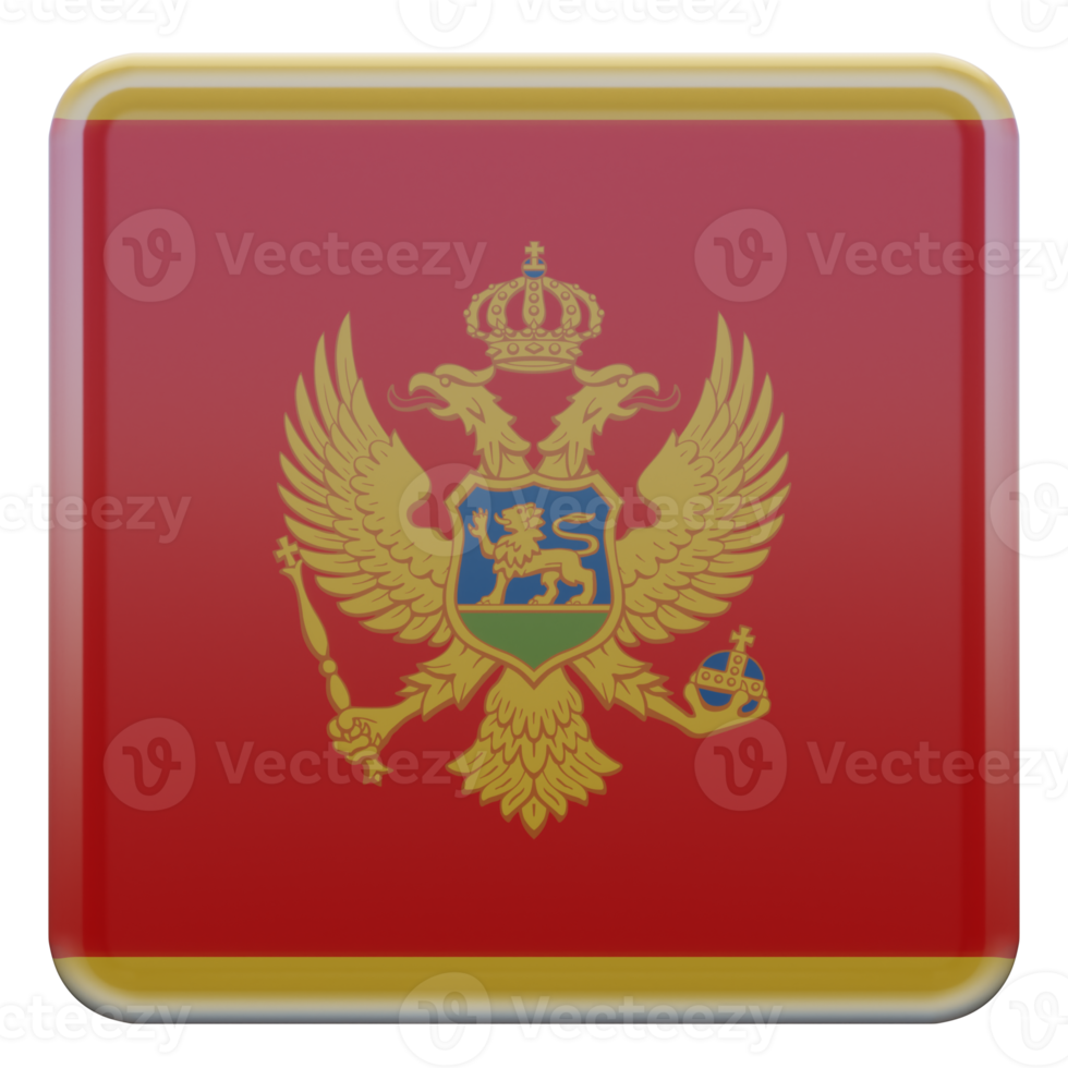 bandeira quadrada brilhante texturizada 3d montenegro png