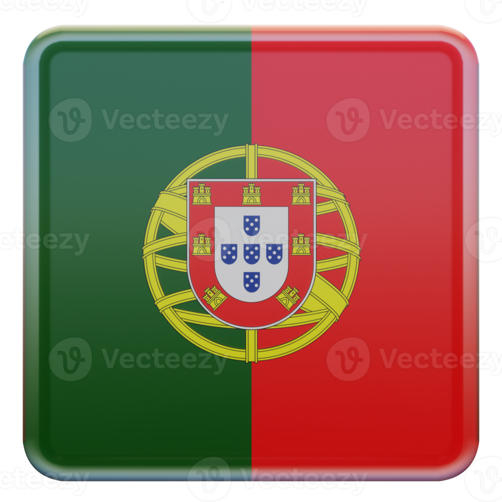 bandeira quadrada brilhante texturizada 3d portugal png