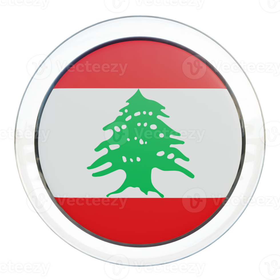 Lebanon 3d textured glossy circle flag png