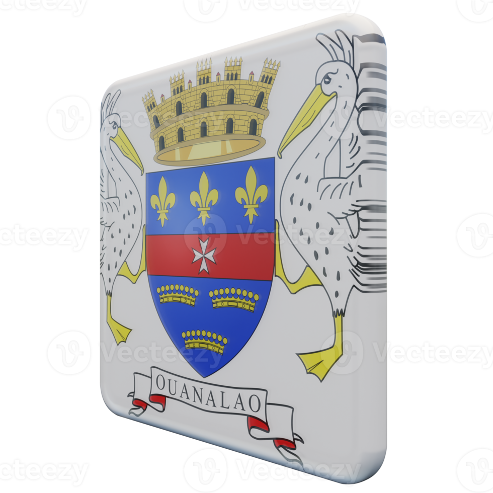 Saint Barthelemy Right View 3d textured glossy square flag png
