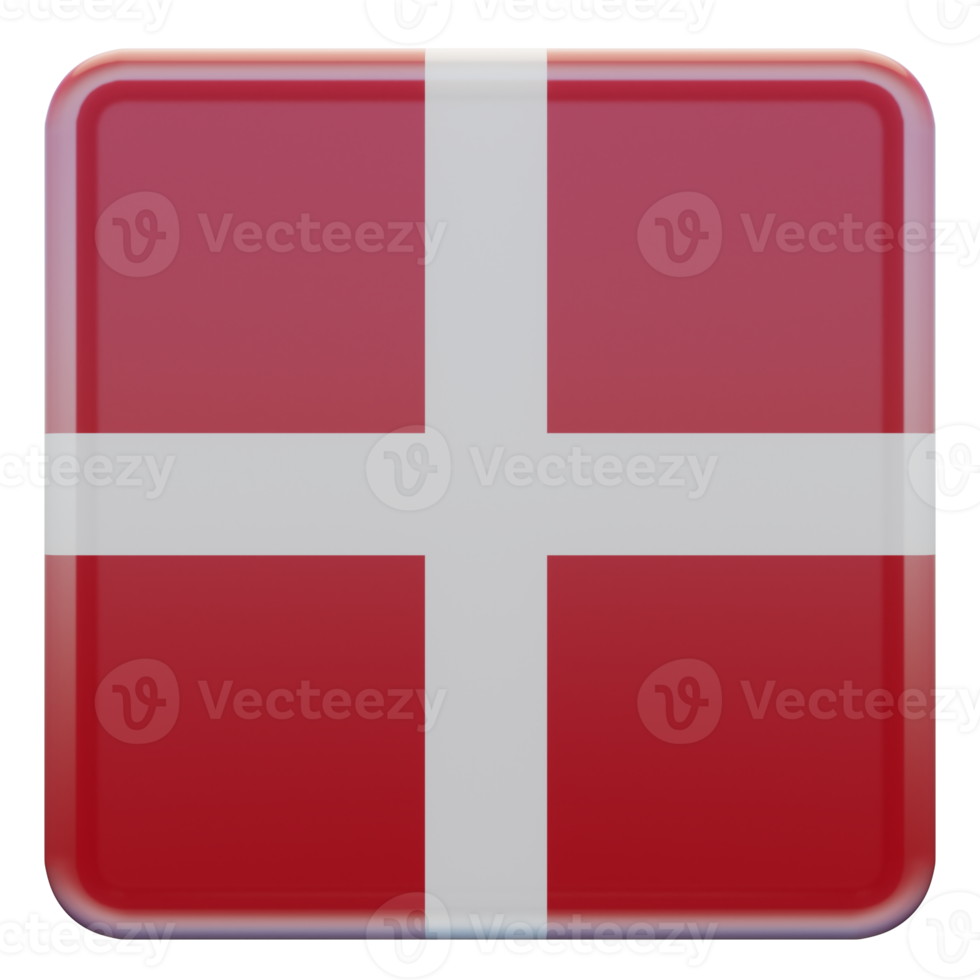 Dinamarca 3d bandeira quadrada brilhante texturizada png