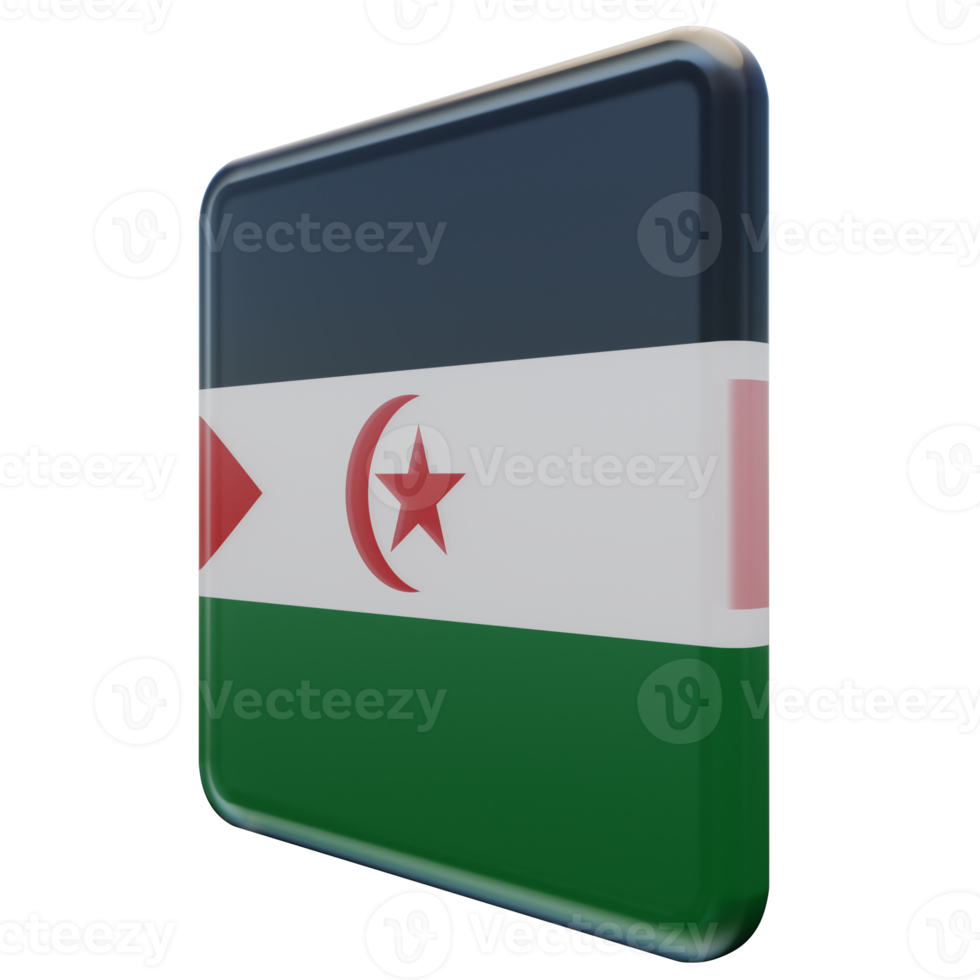 república árabe saharaui democrática vista derecha bandera cuadrada brillante texturizada en 3d png