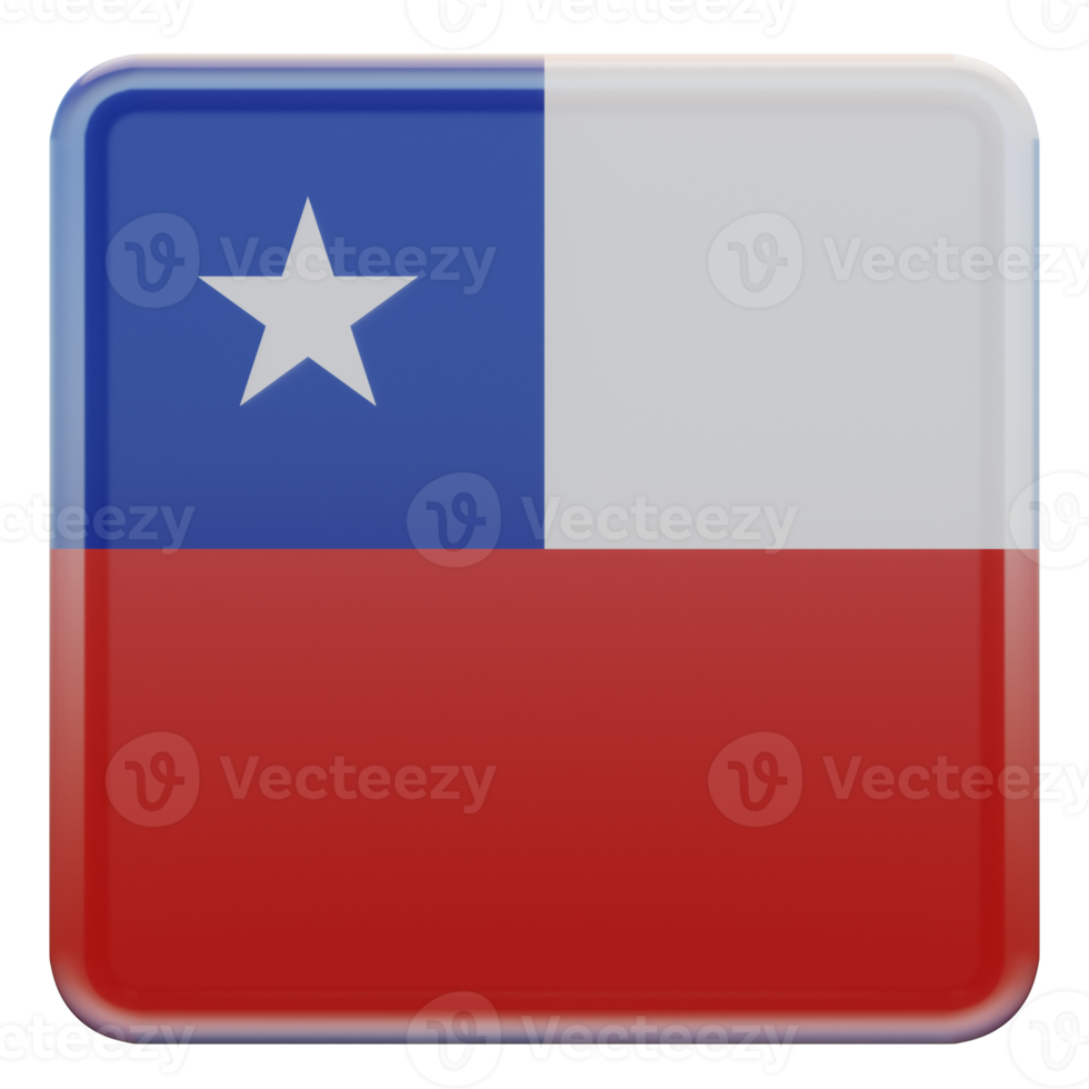 Chile 3d textured glossy square flag png