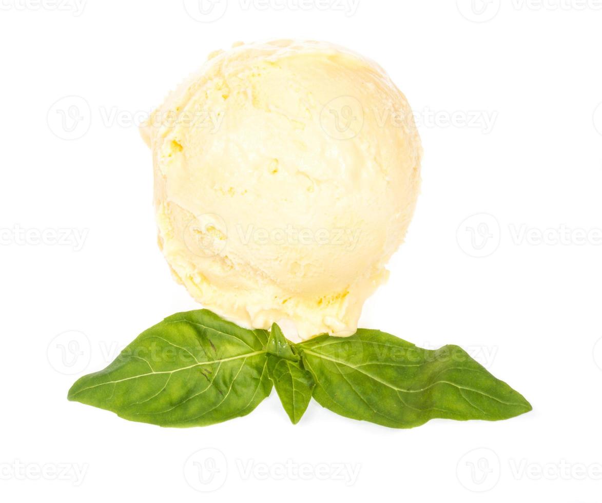 Scoop of lemon ice cream photo