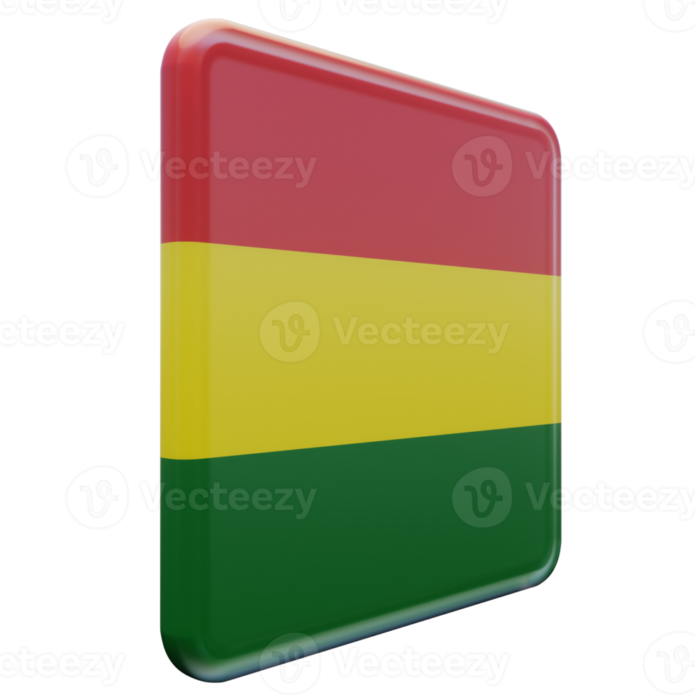 Bolivia Left View 3d textured glossy square flag png