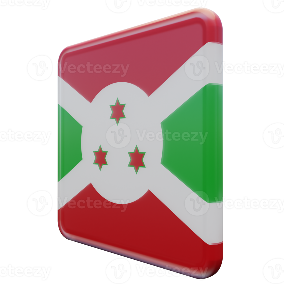 Burundi Right View 3d textured glossy square flag png