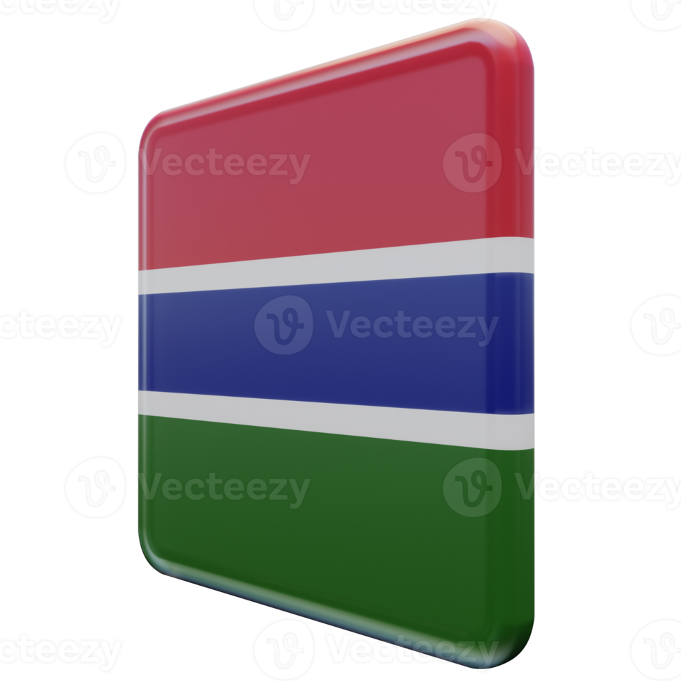 Gambia Right View 3d textured glossy square flag png