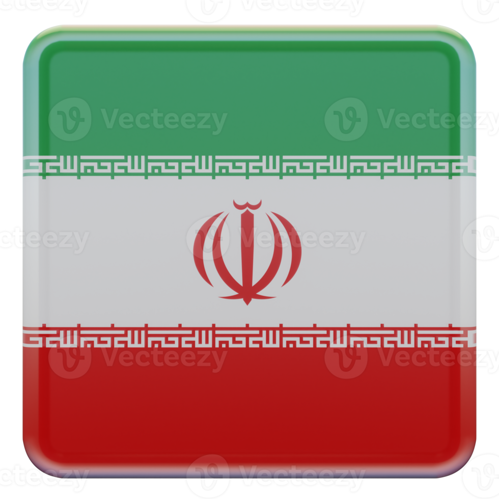 Iran 3d textured glossy square flag png