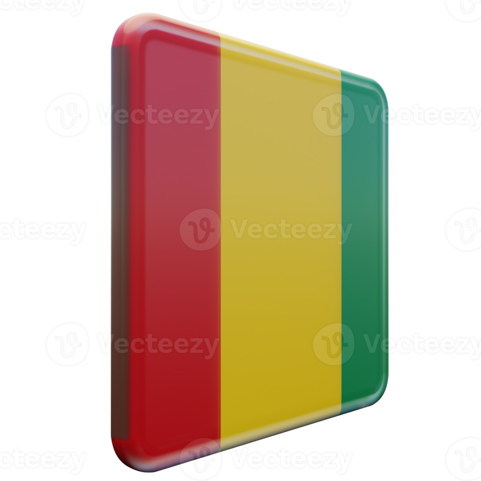 Guinea links visie 3d getextureerde glanzend plein vlag png